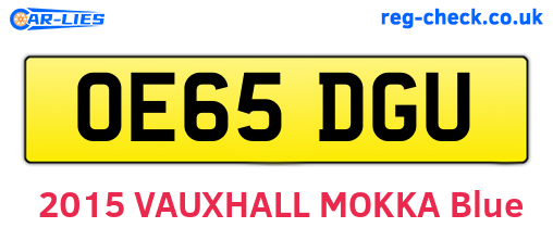 OE65DGU are the vehicle registration plates.