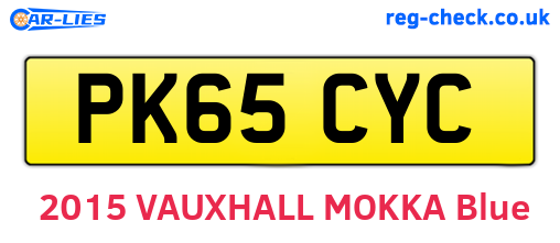 PK65CYC are the vehicle registration plates.