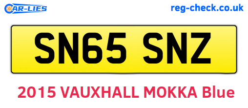 SN65SNZ are the vehicle registration plates.