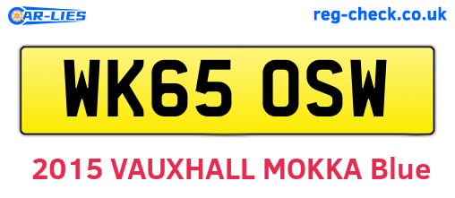 WK65OSW are the vehicle registration plates.