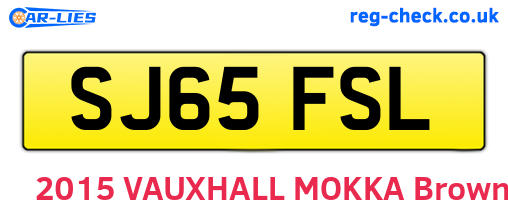 SJ65FSL are the vehicle registration plates.
