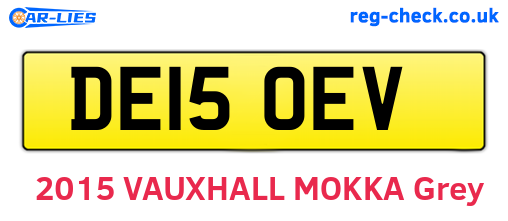 DE15OEV are the vehicle registration plates.