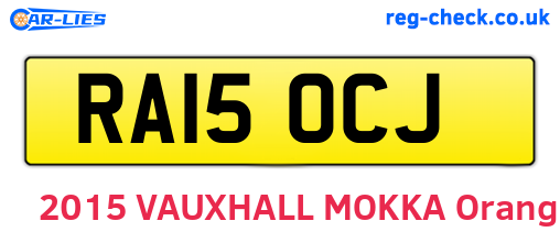 RA15OCJ are the vehicle registration plates.