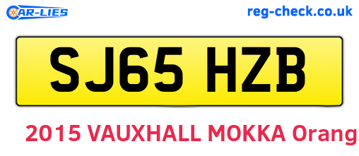 SJ65HZB are the vehicle registration plates.