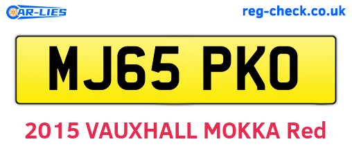 MJ65PKO are the vehicle registration plates.