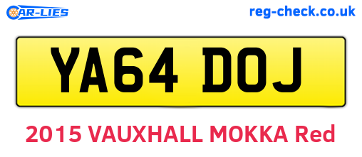YA64DOJ are the vehicle registration plates.