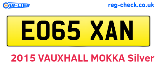 EO65XAN are the vehicle registration plates.