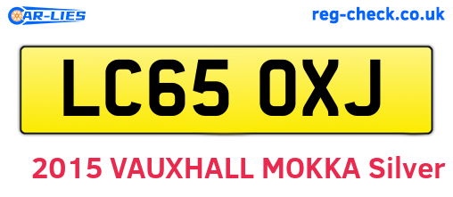 LC65OXJ are the vehicle registration plates.