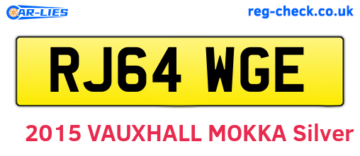 RJ64WGE are the vehicle registration plates.
