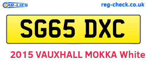 SG65DXC are the vehicle registration plates.