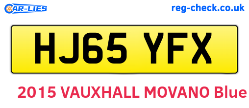 HJ65YFX are the vehicle registration plates.