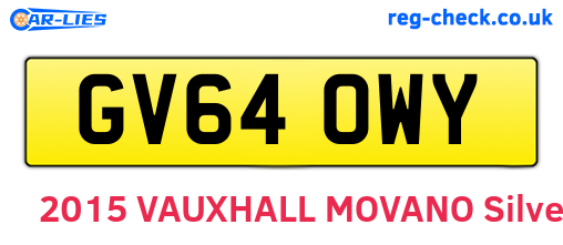 GV64OWY are the vehicle registration plates.