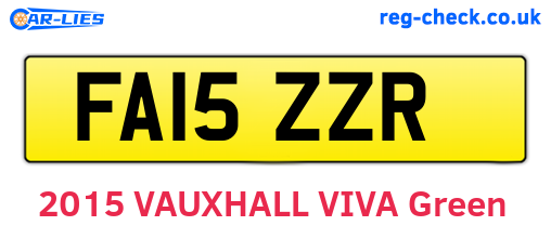 FA15ZZR are the vehicle registration plates.