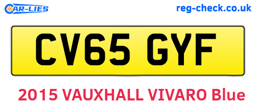 CV65GYF are the vehicle registration plates.