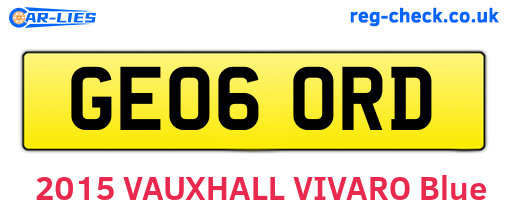 GE06ORD are the vehicle registration plates.