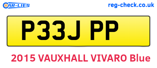 P33JPP are the vehicle registration plates.