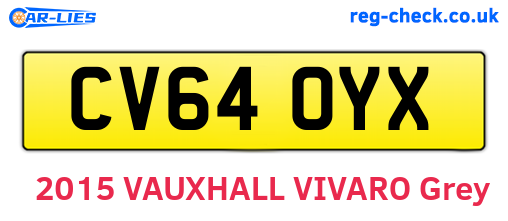 CV64OYX are the vehicle registration plates.