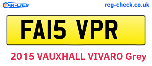 FA15VPR are the vehicle registration plates.