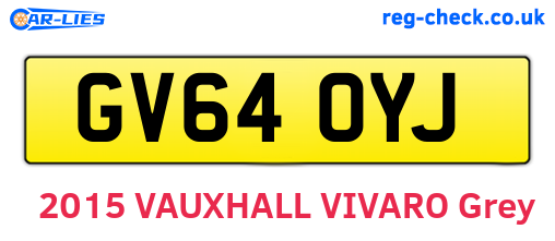 GV64OYJ are the vehicle registration plates.