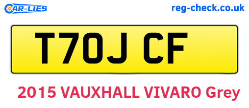 T70JCF are the vehicle registration plates.