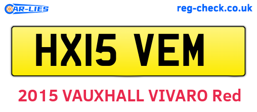 HX15VEM are the vehicle registration plates.