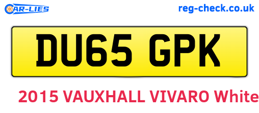 DU65GPK are the vehicle registration plates.