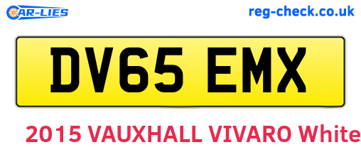 DV65EMX are the vehicle registration plates.