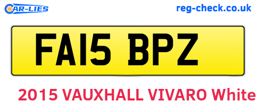 FA15BPZ are the vehicle registration plates.