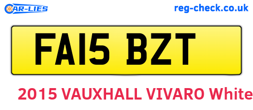FA15BZT are the vehicle registration plates.