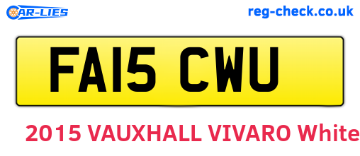FA15CWU are the vehicle registration plates.