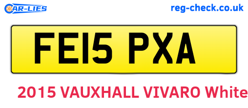 FE15PXA are the vehicle registration plates.