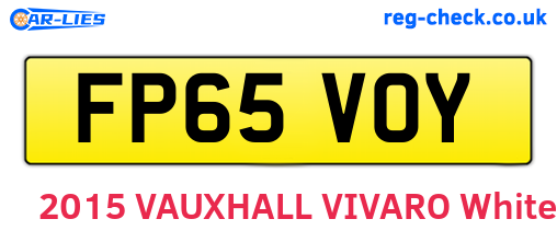 FP65VOY are the vehicle registration plates.