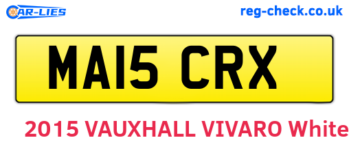 MA15CRX are the vehicle registration plates.