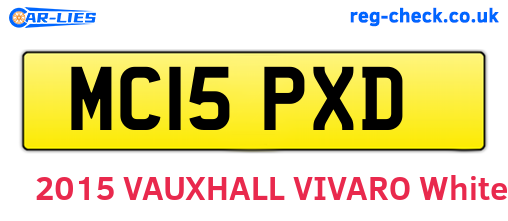 MC15PXD are the vehicle registration plates.