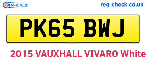 PK65BWJ are the vehicle registration plates.