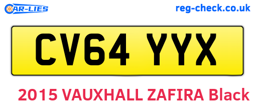 CV64YYX are the vehicle registration plates.