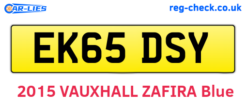EK65DSY are the vehicle registration plates.