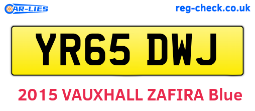 YR65DWJ are the vehicle registration plates.