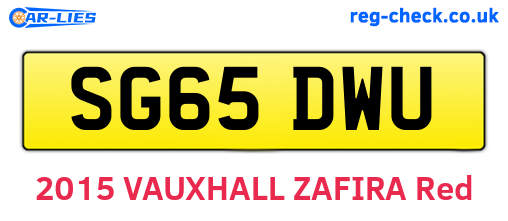 SG65DWU are the vehicle registration plates.