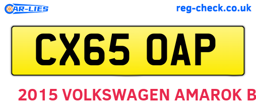 CX65OAP are the vehicle registration plates.