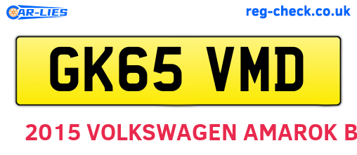 GK65VMD are the vehicle registration plates.
