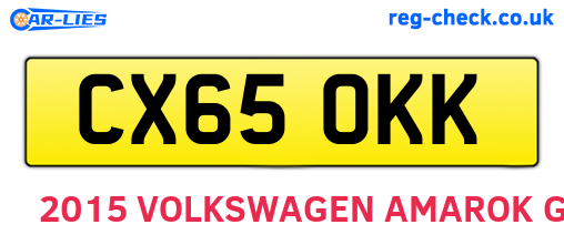 CX65OKK are the vehicle registration plates.