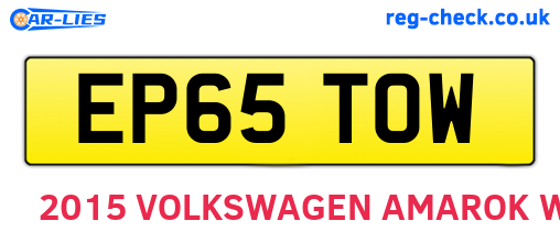 EP65TOW are the vehicle registration plates.