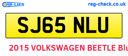 SJ65NLU are the vehicle registration plates.