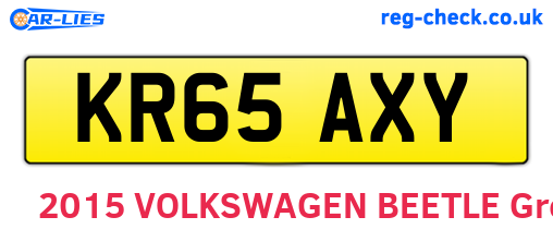 KR65AXY are the vehicle registration plates.