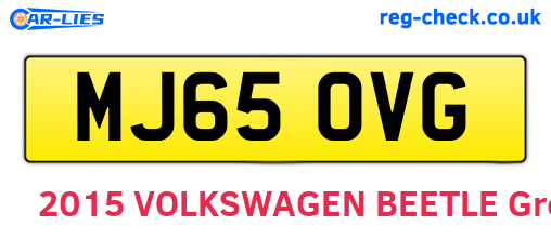 MJ65OVG are the vehicle registration plates.