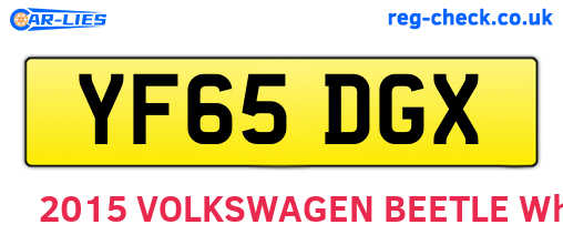 YF65DGX are the vehicle registration plates.