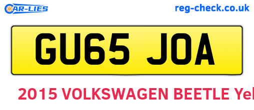 GU65JOA are the vehicle registration plates.