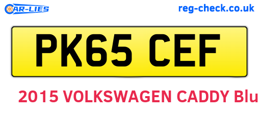 PK65CEF are the vehicle registration plates.