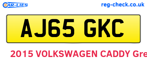 AJ65GKC are the vehicle registration plates.